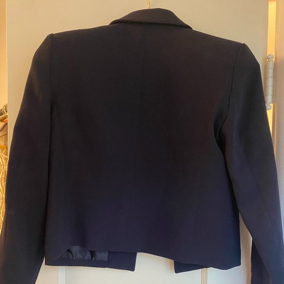 Mango Navy Cropped Open double Buttoned Blazer - Picture 3 of 4